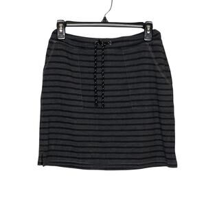 Sundry Gray Black Striped Mini Skirt Pull On Elastic Waist Small / Sundry Size 1